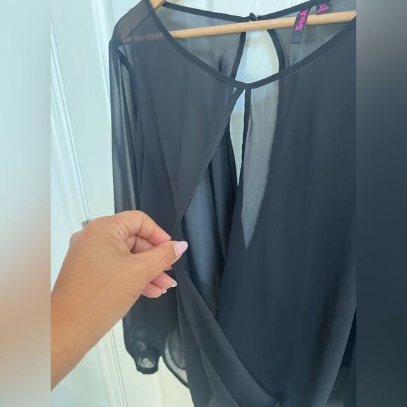 Tattoo Me Elegant Black Sheer Blouse, sexy goth, whimsigoth, Fairy goth - Picture 3 of 6